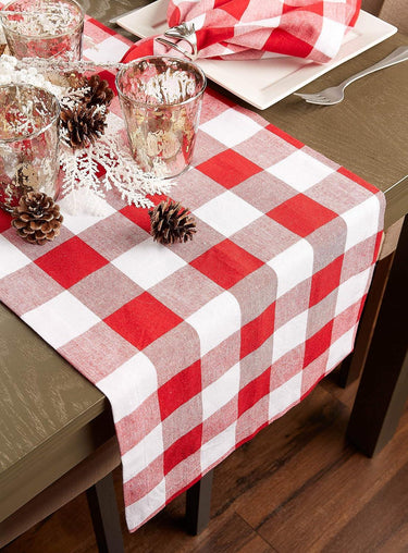 Wicklow Check Backed Table Runner - Red & Cream Park Designs - The Fox Decor